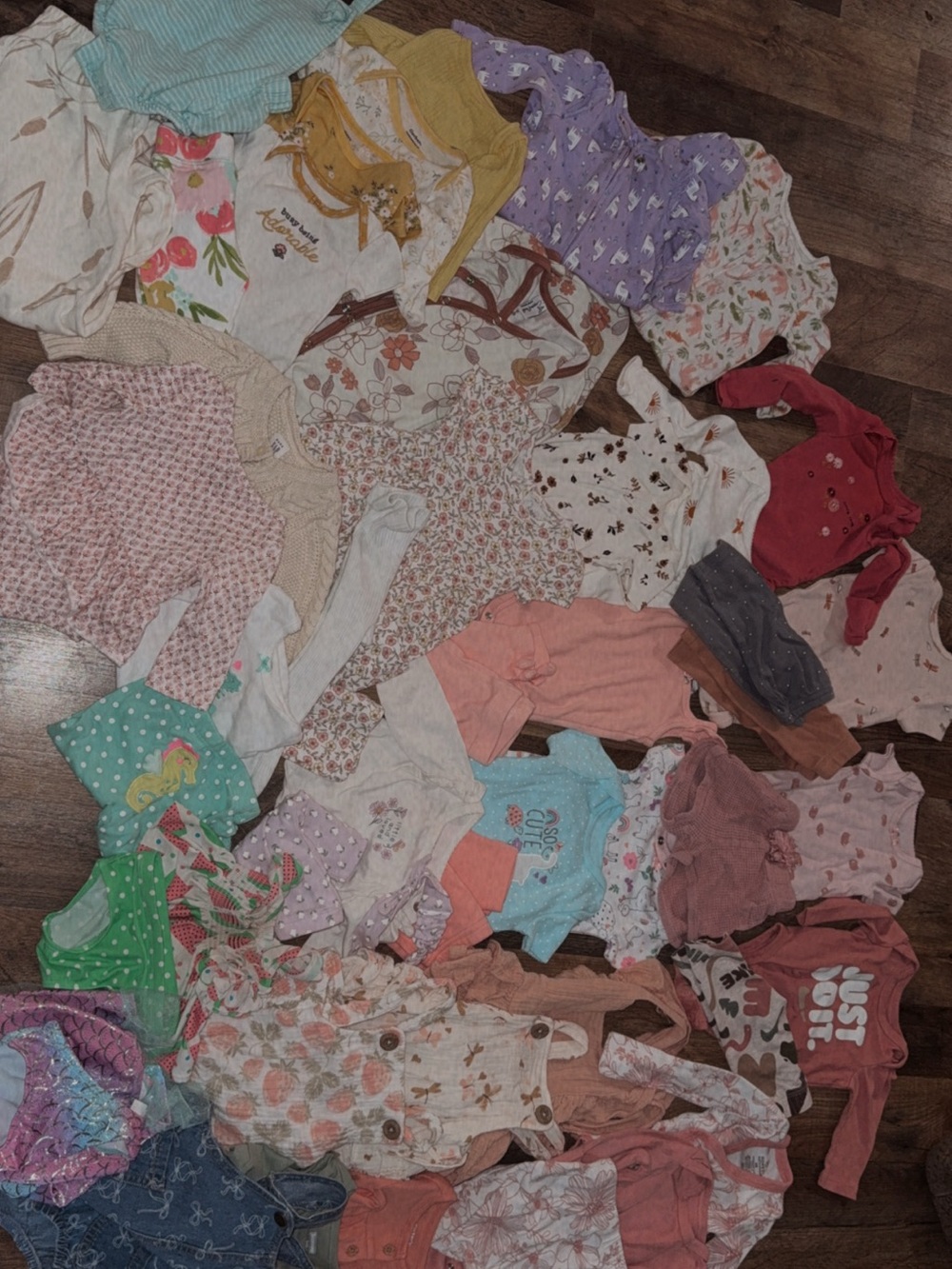 Mixed Baby Girl Onesie Lot - Floral & Pastel Mix